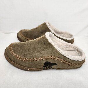 Sorel Mens 8 Falcon Ridge Sage Suede Slippers Faux Shearling